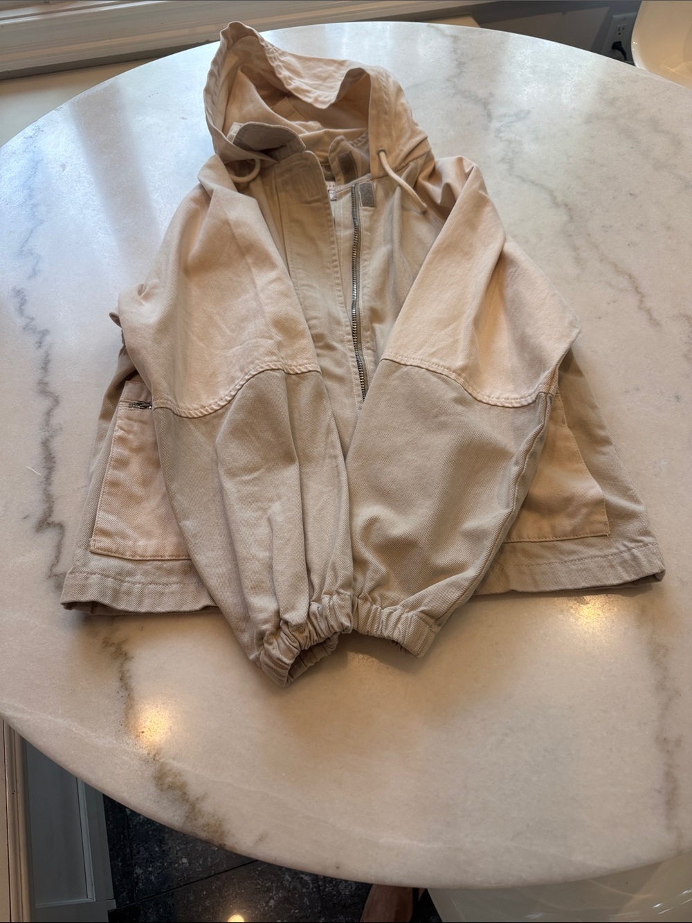 NWOT TOPSHOP Light tan and Beige cotton Hooded Utility Jacket - Picture 7 of 9